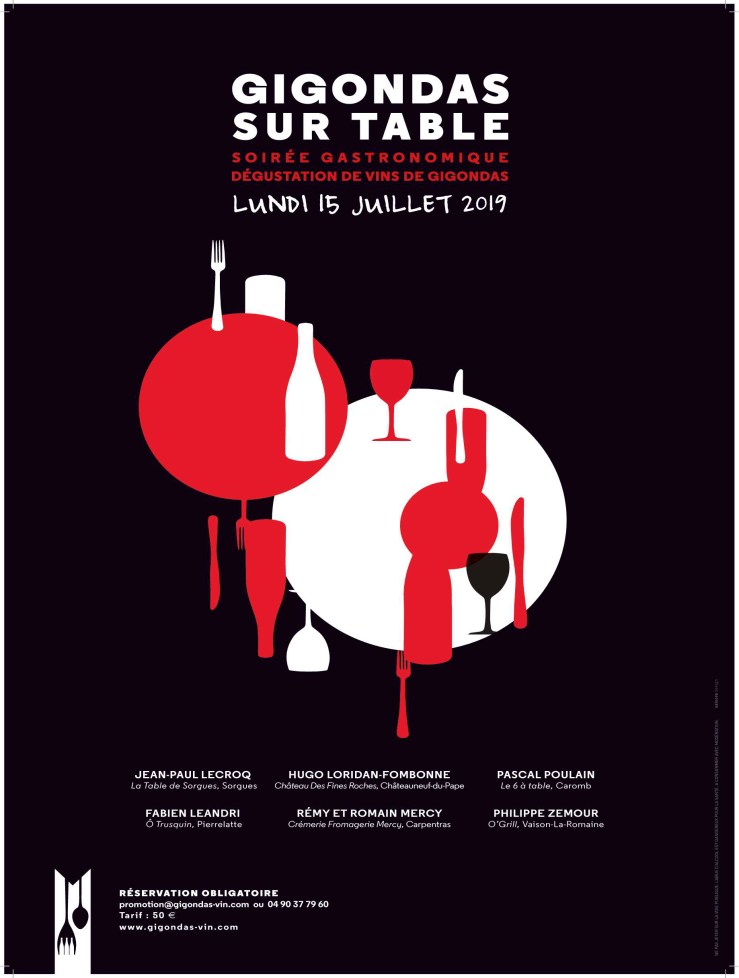affiche Gigondas sur table 15 juillet 2019